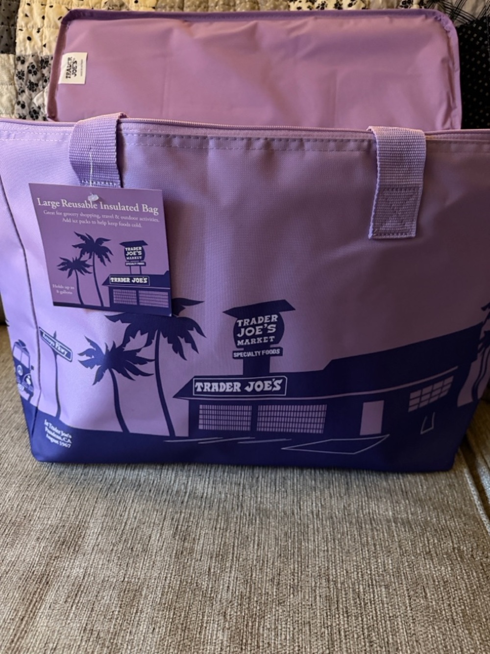Trader Joe's Lavender and Deep Purple Tote Bag - Picture 9 of 10